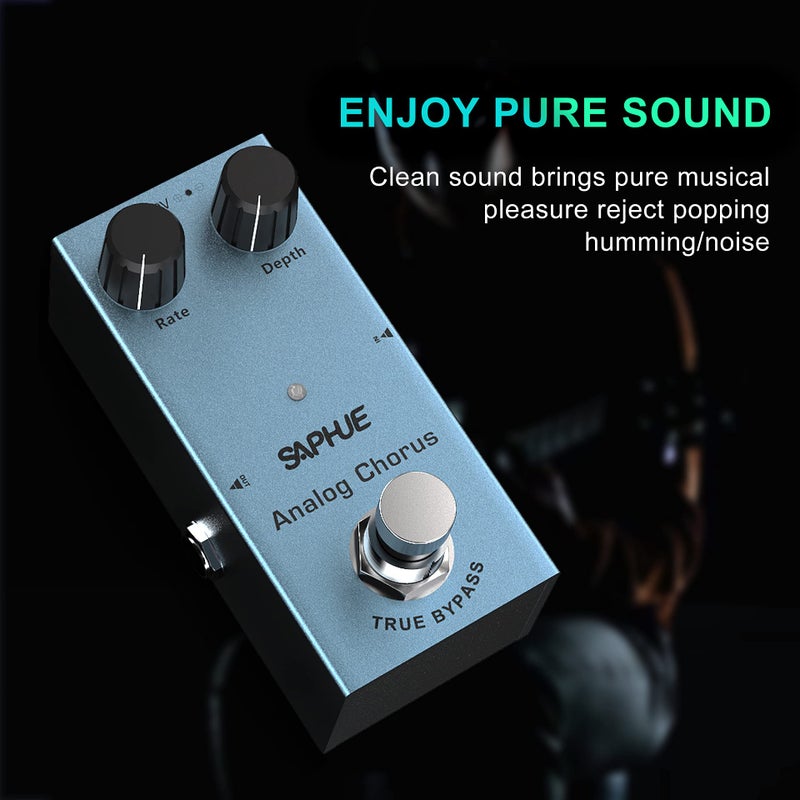 SAPHUE Analog Chorus Guitar Effects Pedal Effect Pedals Rate/Depth Knob with Steel Metal Shell Mini Single Type Dc 9V with True Bypass Switch for Multi Electric Guitar Kit - Image 3